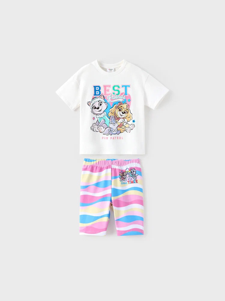 Kids Paw Patrol Set | Best Friends Tee + Colorful Shorts 6 m to 8 Y