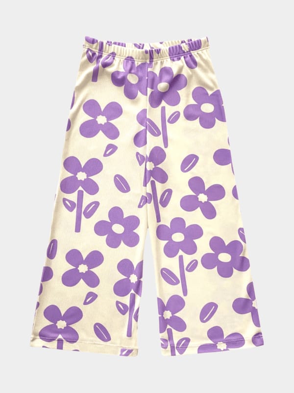 Little Retro Big Flower Wide Leg Pants  2 years to 14 years