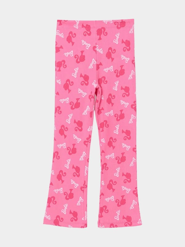 Hot Pink Barbie Print Flare Pants  2 year to 14 years