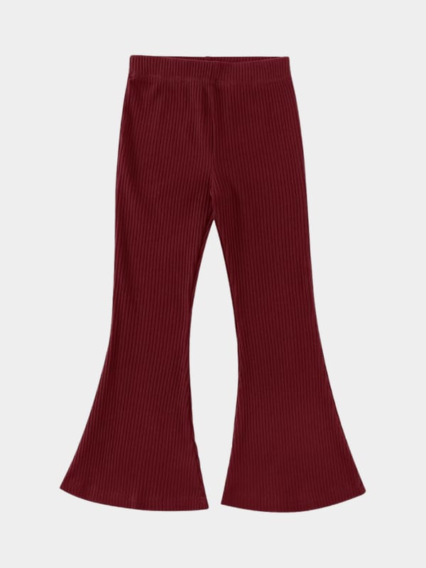 Maroon Ribbed Flare Pants  2 to 14 years