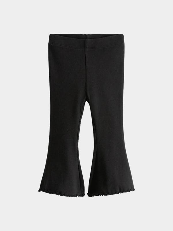 black  Ribbed Flare Pants  2 to 14 years