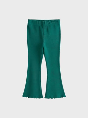 Emerald Green Ribbed Flare Pants  2 year to 14 years